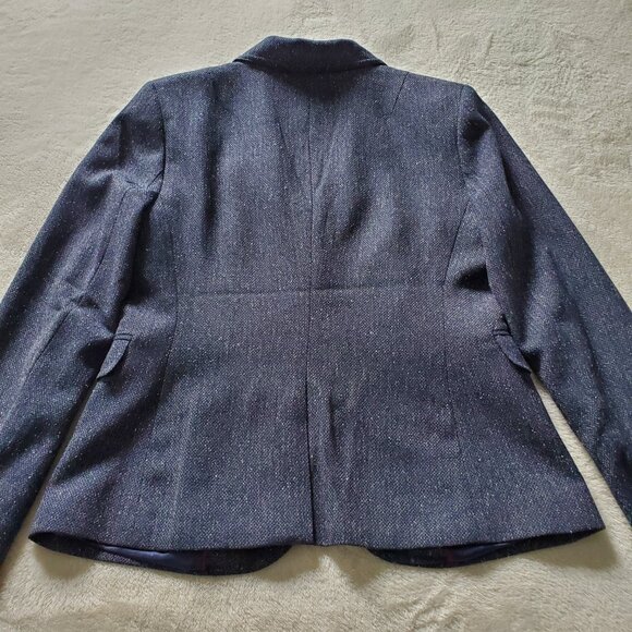 Banana Republic Blue Tweed Blazer Size 4 - Picture 12 of 13